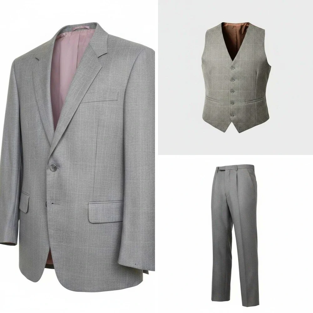 Chang's Tailoring Co Hand Tailored Custom Made 3 PIECE SUIT‎ MEN 46Rx36X30